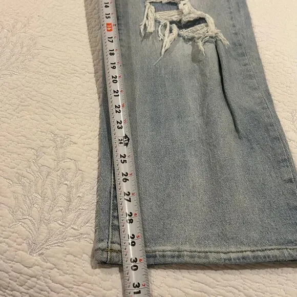 Baggy Jeans Women 8/29R Stone Wash Denim High Rise Distressed Streetwear - Picture 11 of 14